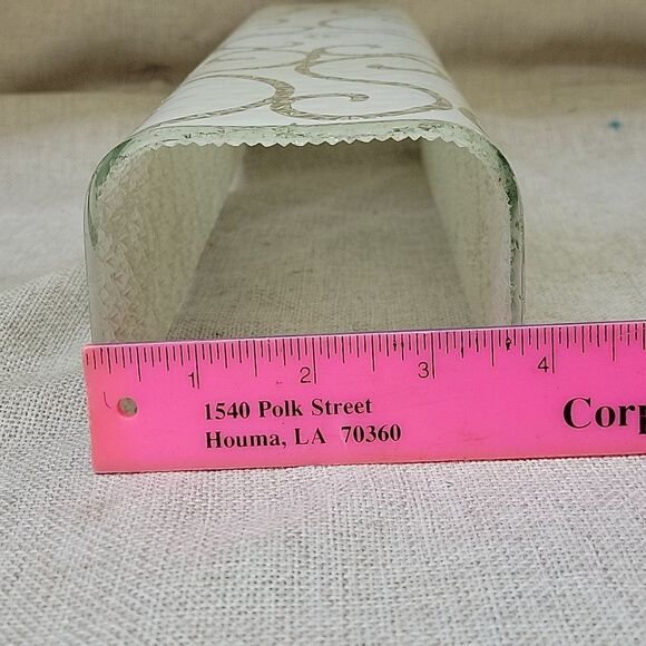 13" VTG White Glass Vanity Sconce Wall Light Shade Rectangle 1/2" Fitter MCM - Picture 4 of 9